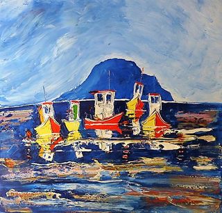'Five Fishing Boats Island Bay' by Vincent Duncan (SOLD)