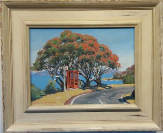 'Phone Box Karaka Bay' by Bill MacCormick (SOLD)