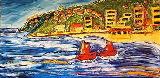 'Tugs in the Bay' by Vincent Duncan (SOLD)