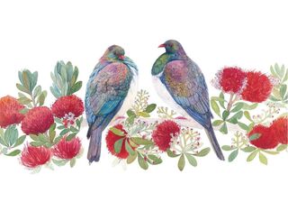 'Two Kereru' by Eliza Xu (SOLD)