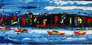 'Harbour by Night' (Small Painting) by Vincent Duncan (SOLD)